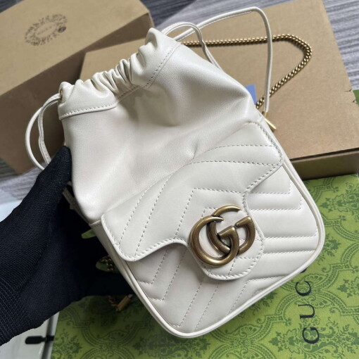 Replica Gucci 746433 GG Marmont Mini Bucket Bag White 2