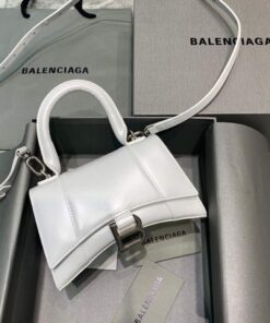 Replica Balenciaga 592833 Hourglass XS Top Handle Leather Bag White