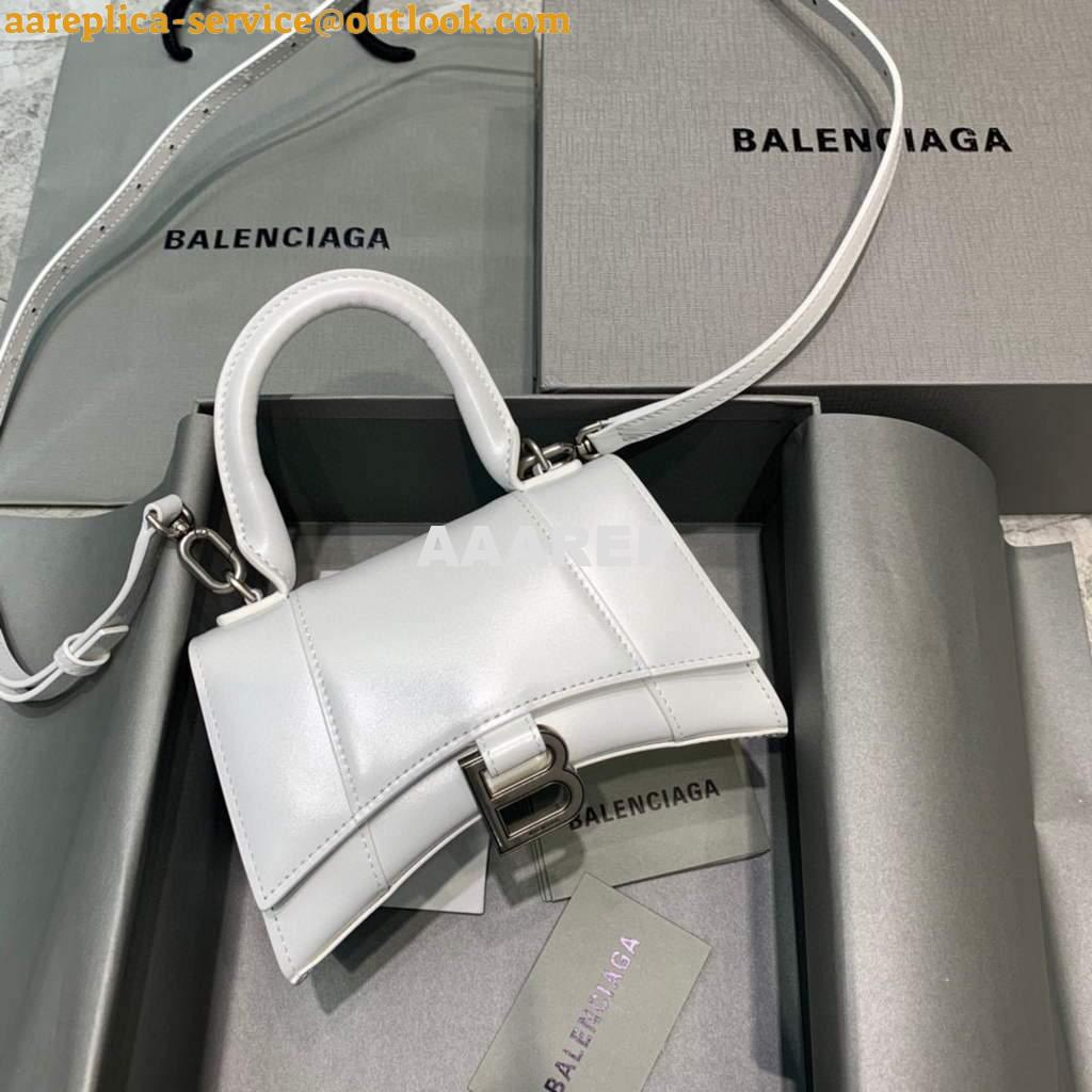 Replica Balenciaga 592833 Hourglass XS Top Handle Leather Bag White