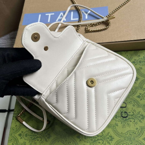 Replica Gucci 746433 GG Marmont Mini Bucket Bag White 4