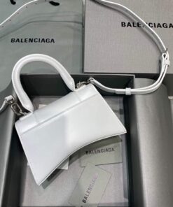 Replica Balenciaga 592833 Hourglass XS Top Handle Leather Bag White 2