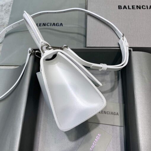 Replica Balenciaga 592833 Hourglass XS Top Handle Leather Bag White 3