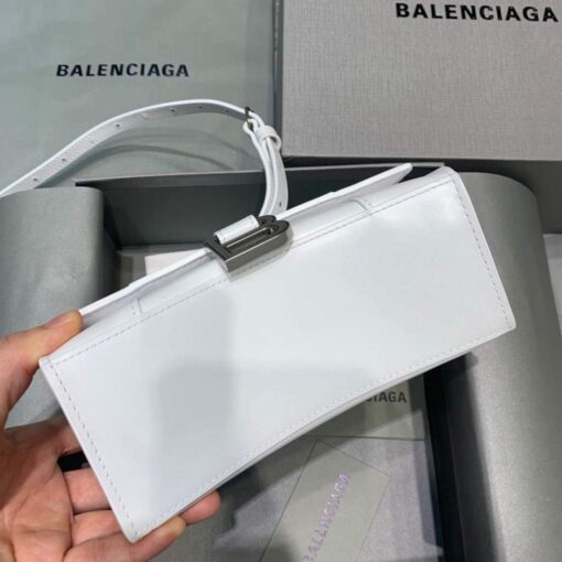 Replica Balenciaga 592833 Hourglass XS Top Handle Leather Bag White 4