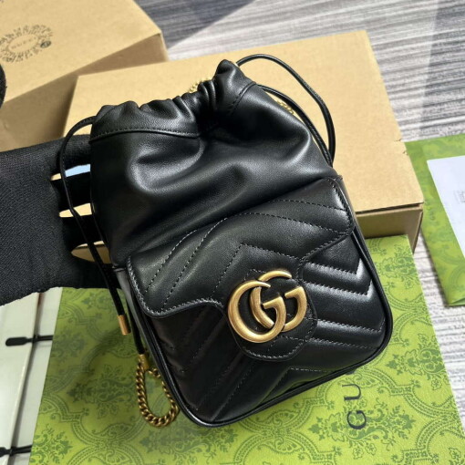 Replica Gucci 746433 GG Marmont Mini Bucket Bag Black 3