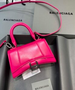Replica Balenciaga 592833 Hourglass XS Top Handle Leather Bag Plum