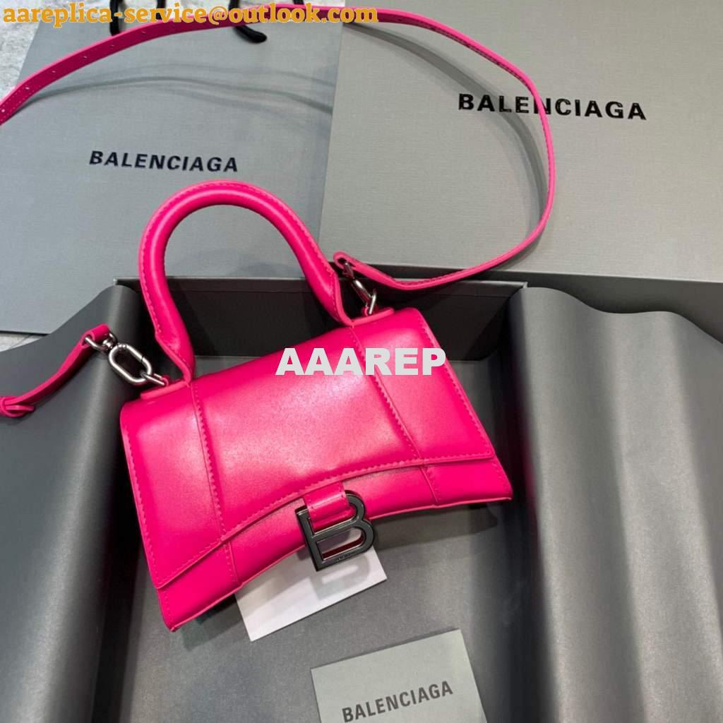 Replica Balenciaga 592833 Hourglass XS Top Handle Leather Bag Plum