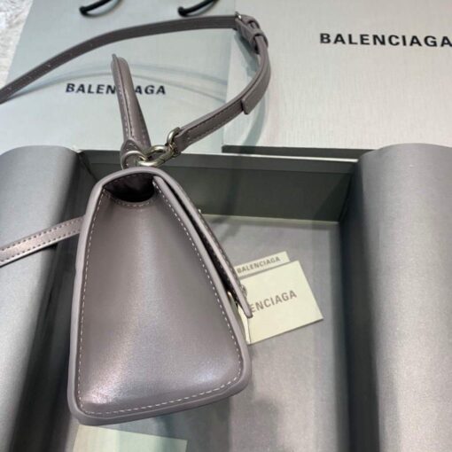 Replica Balenciaga 592833 Hourglass XS Top Handle Leather Bag Gray 3