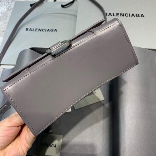 Replica Balenciaga 592833 Hourglass XS Top Handle Leather Bag Gray 4