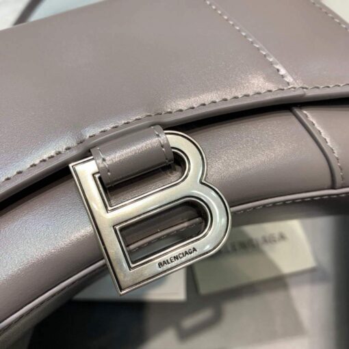 Replica Balenciaga 592833 Hourglass XS Top Handle Leather Bag Gray 5