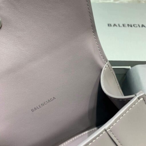 Replica Balenciaga 592833 Hourglass XS Top Handle Leather Bag Gray 8