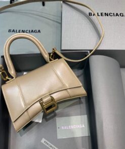 Replica Balenciaga 592833 Hourglass XS Top Handle Leather Bag Apricot