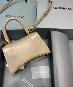 Replica Balenciaga 592833 Hourglass XS Top Handle Leather Bag Apricot 2