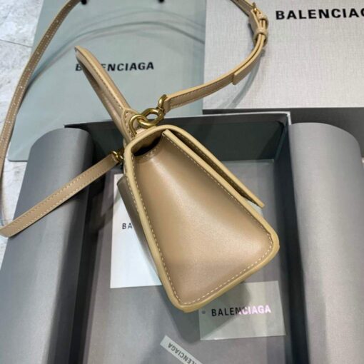 Replica Balenciaga 592833 Hourglass XS Top Handle Leather Bag Apricot 3