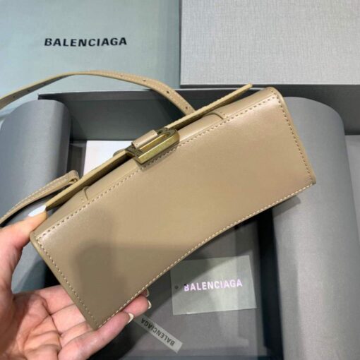 Replica Balenciaga 592833 Hourglass XS Top Handle Leather Bag Apricot 4