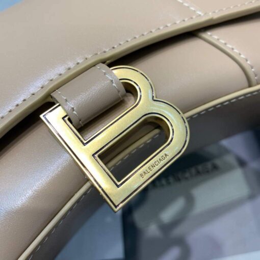 Replica Balenciaga 592833 Hourglass XS Top Handle Leather Bag Apricot 5