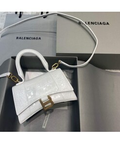 Replica Balenciaga 592833 Hourglass XS Top Handle Bag White Gold