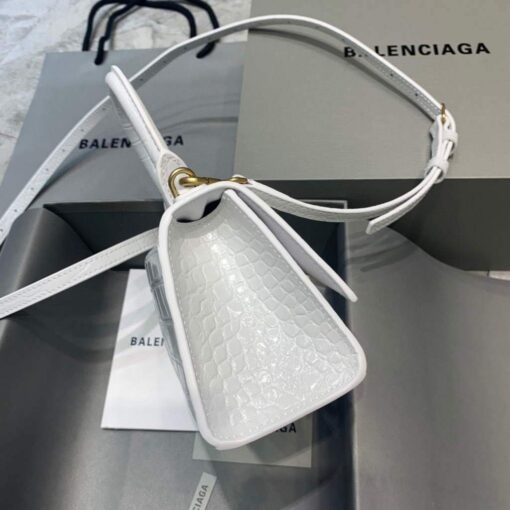 Replica Balenciaga 592833 Hourglass XS Top Handle Bag White Gold 3