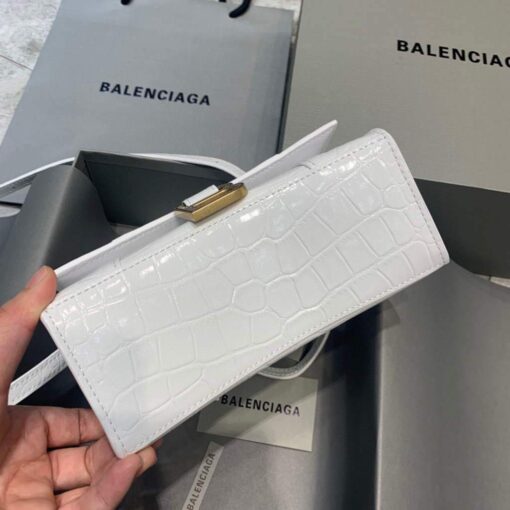 Replica Balenciaga 592833 Hourglass XS Top Handle Bag White Gold 4