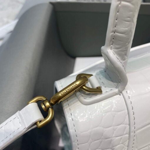 Replica Balenciaga 592833 Hourglass XS Top Handle Bag White Gold 8