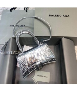 Replica Balenciaga 592833 Hourglass XS Top Handle Bag Silver