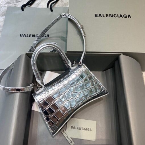 Replica Balenciaga 592833 Hourglass XS Top Handle Bag Silver 2