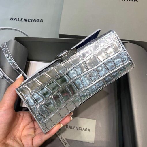 Replica Balenciaga 592833 Hourglass XS Top Handle Bag Silver 4