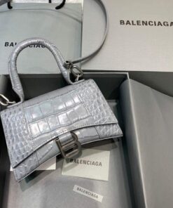 Replica Balenciaga 592833 Hourglass XS Top Handle Bag Navy Gray Silver