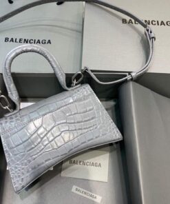 Replica Balenciaga 592833 Hourglass XS Top Handle Bag Navy Gray Silver 2