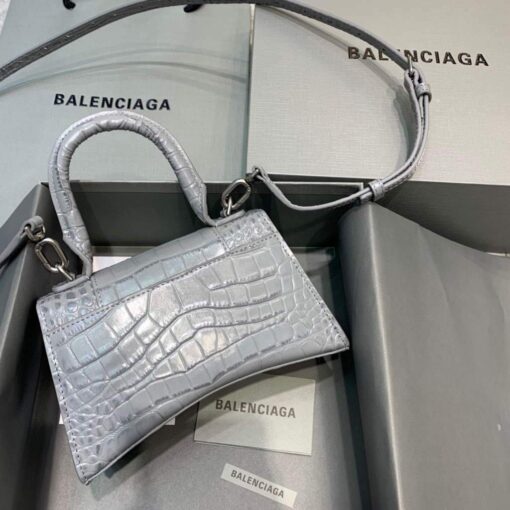 Replica Balenciaga 592833 Hourglass XS Top Handle Bag Navy Gray Silver 2