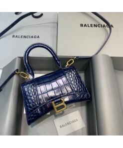 Replica Balenciaga 592833 Hourglass XS Top Handle Bag Navy Blue