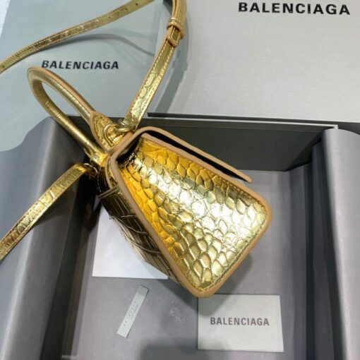 Replica Balenciaga 592833 Hourglass XS Top Handle Bag Gold 3