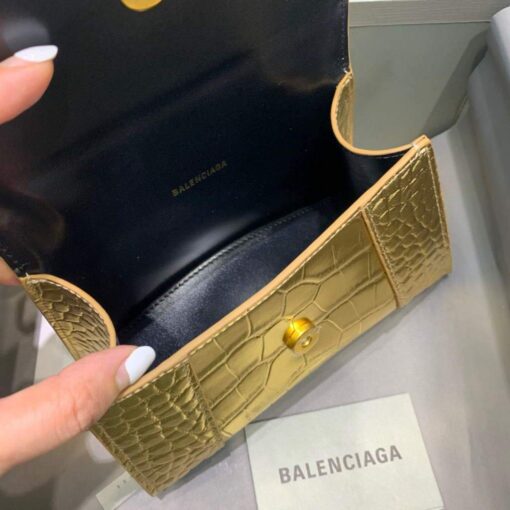 Replica Balenciaga 592833 Hourglass XS Top Handle Bag Gold 7