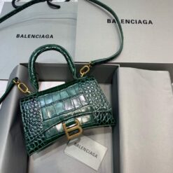 Replica Balenciaga 592833 Hourglass XS Top Handle Bag Dark Green