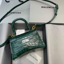 Replica Balenciaga 592833 Hourglass XS Top Handle Bag Dark Green 2