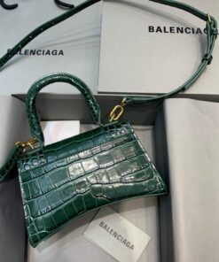Replica Balenciaga 592833 Hourglass XS Top Handle Bag Dark Green 2