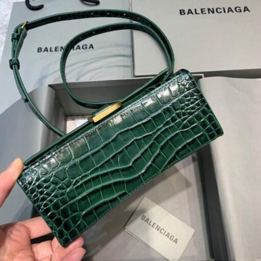 Replica Balenciaga 592833 Hourglass XS Top Handle Bag Dark Green 4