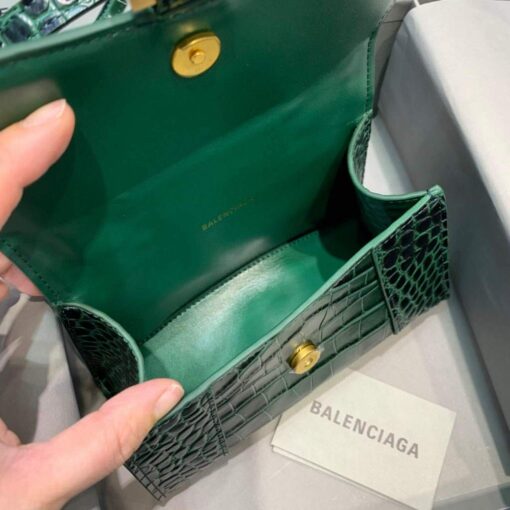 Replica Balenciaga 592833 Hourglass XS Top Handle Bag Dark Green 7