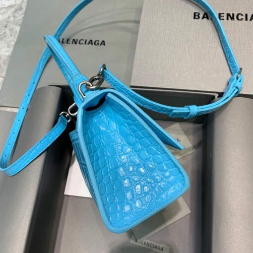 Replica Balenciaga 592833 Hourglass XS Top Handle Bag Blue Silver 3