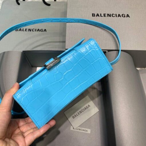 Replica Balenciaga 592833 Hourglass XS Top Handle Bag Blue Silver 5