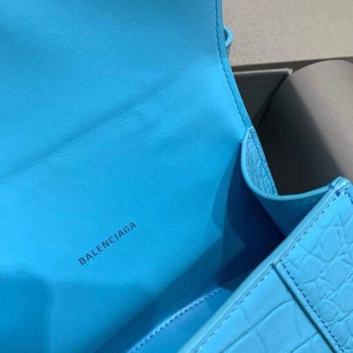 Replica Balenciaga 592833 Hourglass XS Top Handle Bag Blue Silver 8