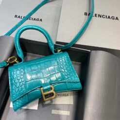 Replica Balenciaga 592833 Hourglass XS Top Handle Bag Blue Gold