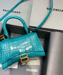 Replica Balenciaga 592833 Hourglass XS Top Handle Bag Blue Gold
