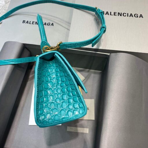 Replica Balenciaga 592833 Hourglass XS Top Handle Bag Blue Gold 3