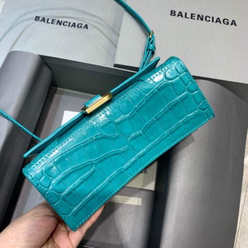 Replica Balenciaga 592833 Hourglass XS Top Handle Bag Blue Gold 4