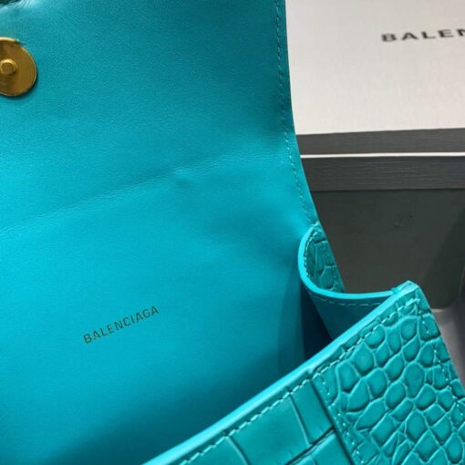 Replica Balenciaga 592833 Hourglass XS Top Handle Bag Blue Gold 8