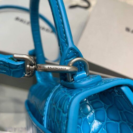 Replica Balenciaga 592833 Hourglass XS Top Handle Bag Blue 6
