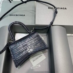 Replica Balenciaga 592833 Hourglass XS Top Handle Bag Black Silver 2
