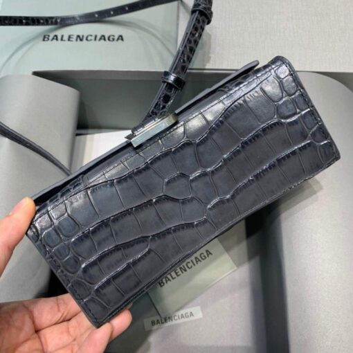Replica Balenciaga 592833 Hourglass XS Top Handle Bag Black Silver 4