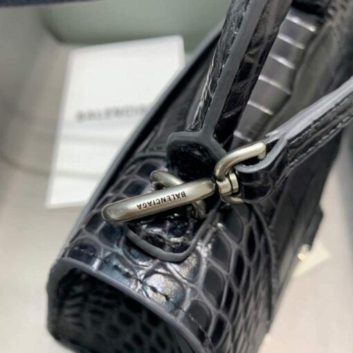 Replica Balenciaga 592833 Hourglass XS Top Handle Bag Black Silver 5
