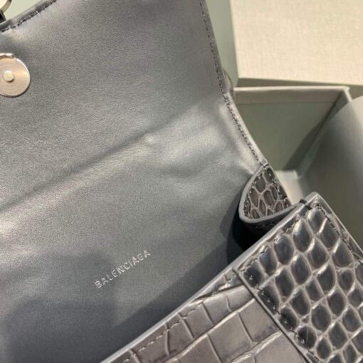 Replica Balenciaga 592833 Hourglass XS Top Handle Bag Black Silver 8